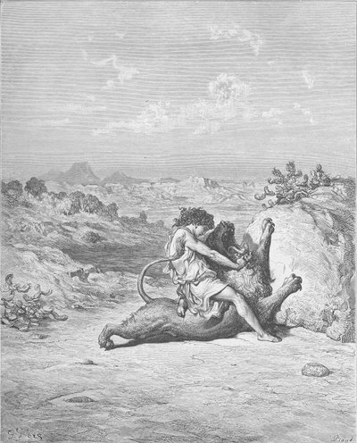Samson Slays a Lion by Gustave Dore